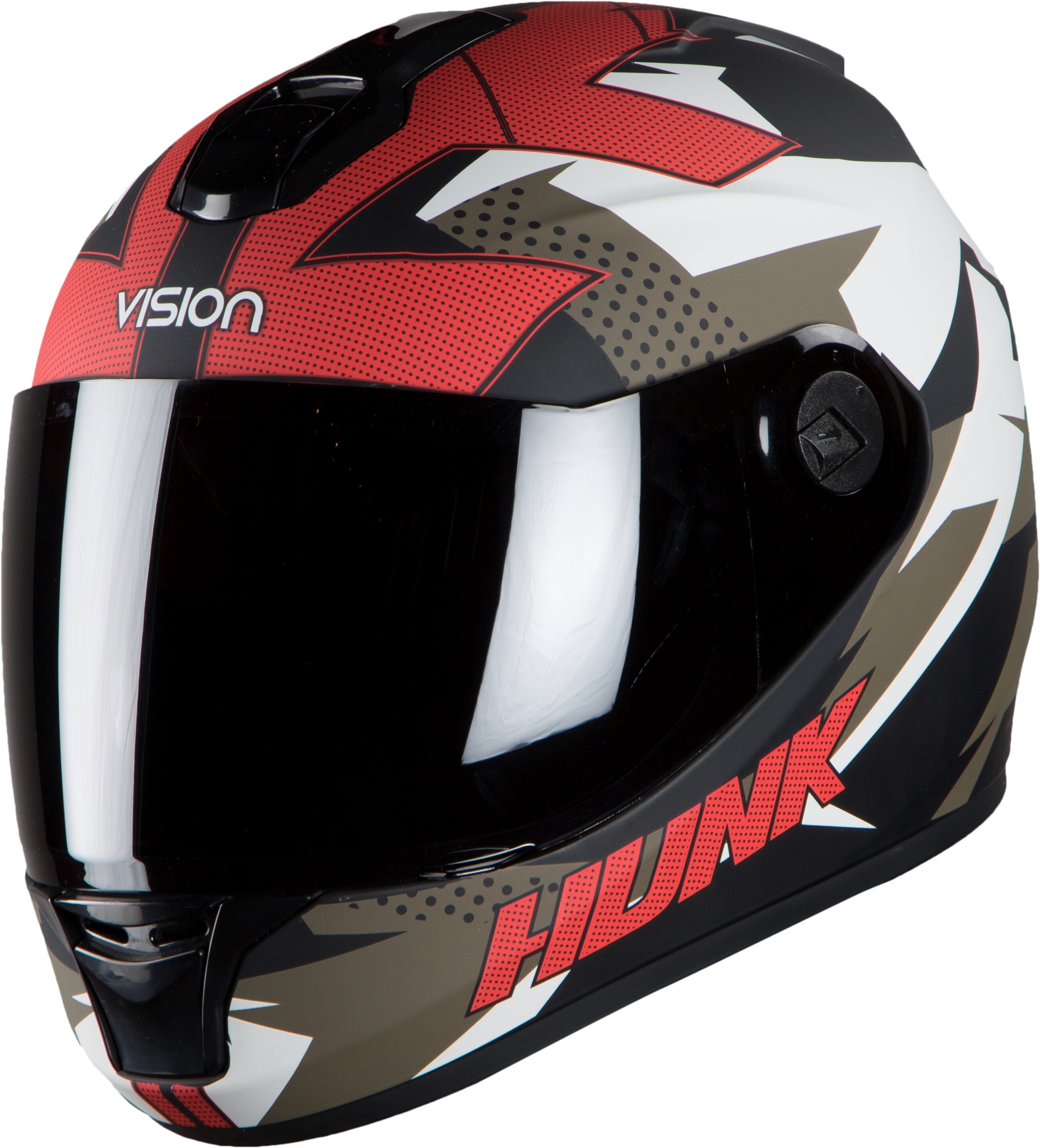 Steelbird HI-GN Men Vision Decal Hunk Glossy Black/Green ( Fitted With Clear Visor Extra Smoke Visor Free)
